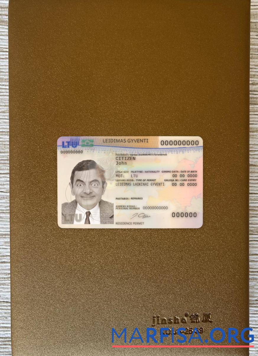 Realistic Lithuania residence permit photolook front real example